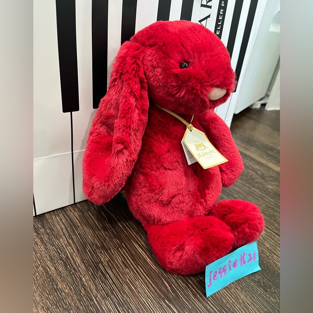 Jellycat Bashful Luxe Bunny Scarlett Medium 12" 100%Authentic NWT US - Picture 2 of 8
